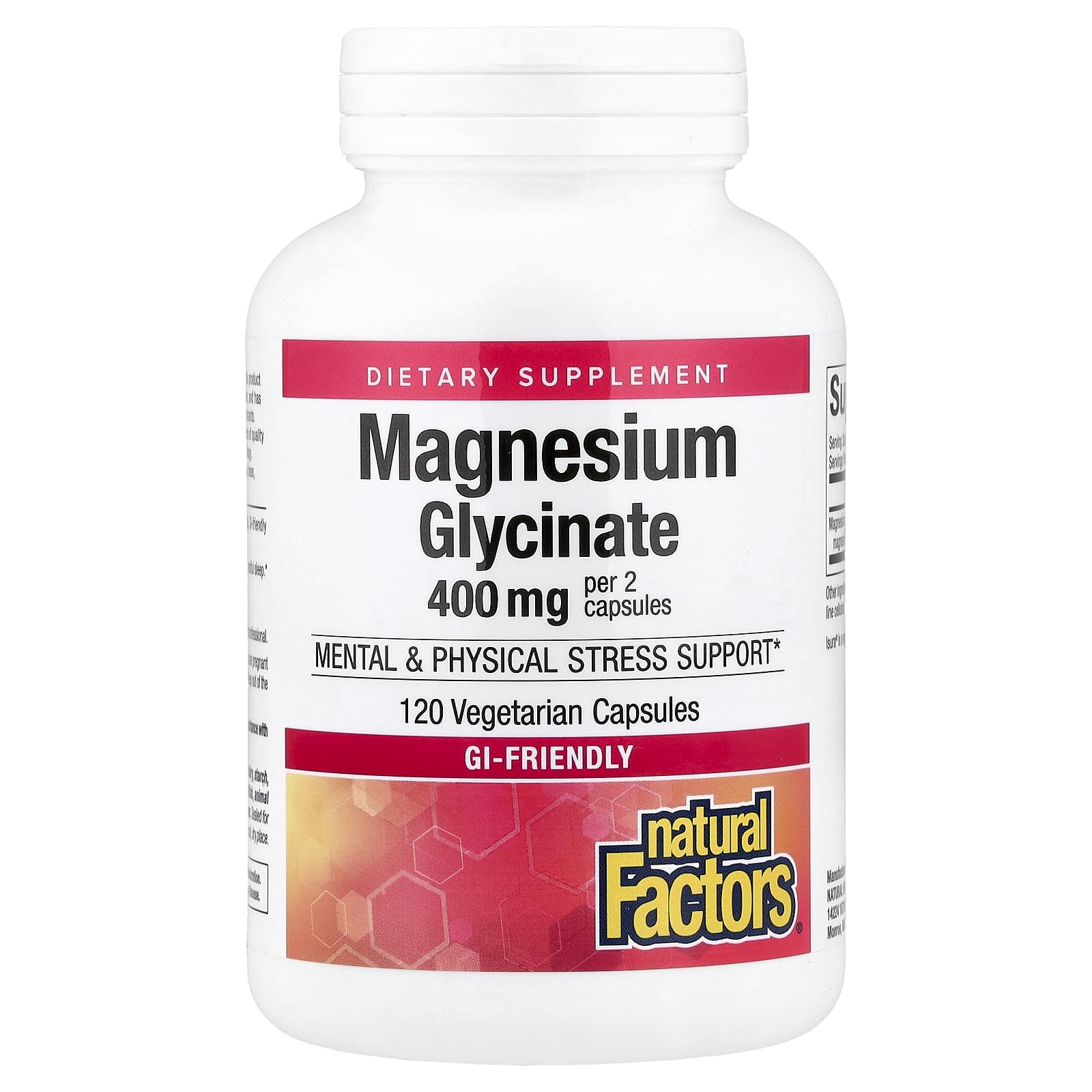 Natural Factors, Magnesium Glycinate , 200 mg, 120 Vegetarian Capsules UPC 068958016412 | Hilife Vitamins