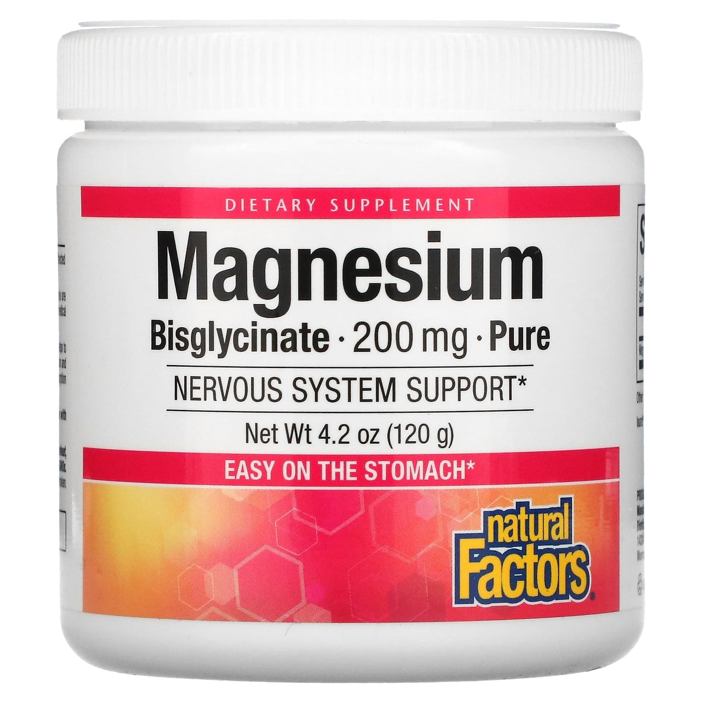 Natural Factors, Magnesium Bisglycinate, Pure, 200 mg, 4.2 oz (120 g) UPC 068958016429 | Hilife Vitamins