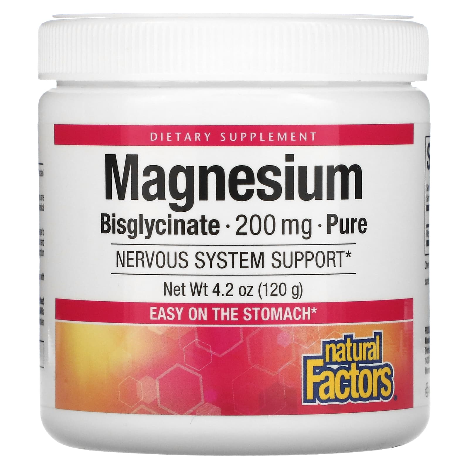 Natural Factors, Magnesium Bisglycinate, Pure, 200 mg, 4.2 oz (120 g) UPC 068958016429 | Hilife Vitamins
