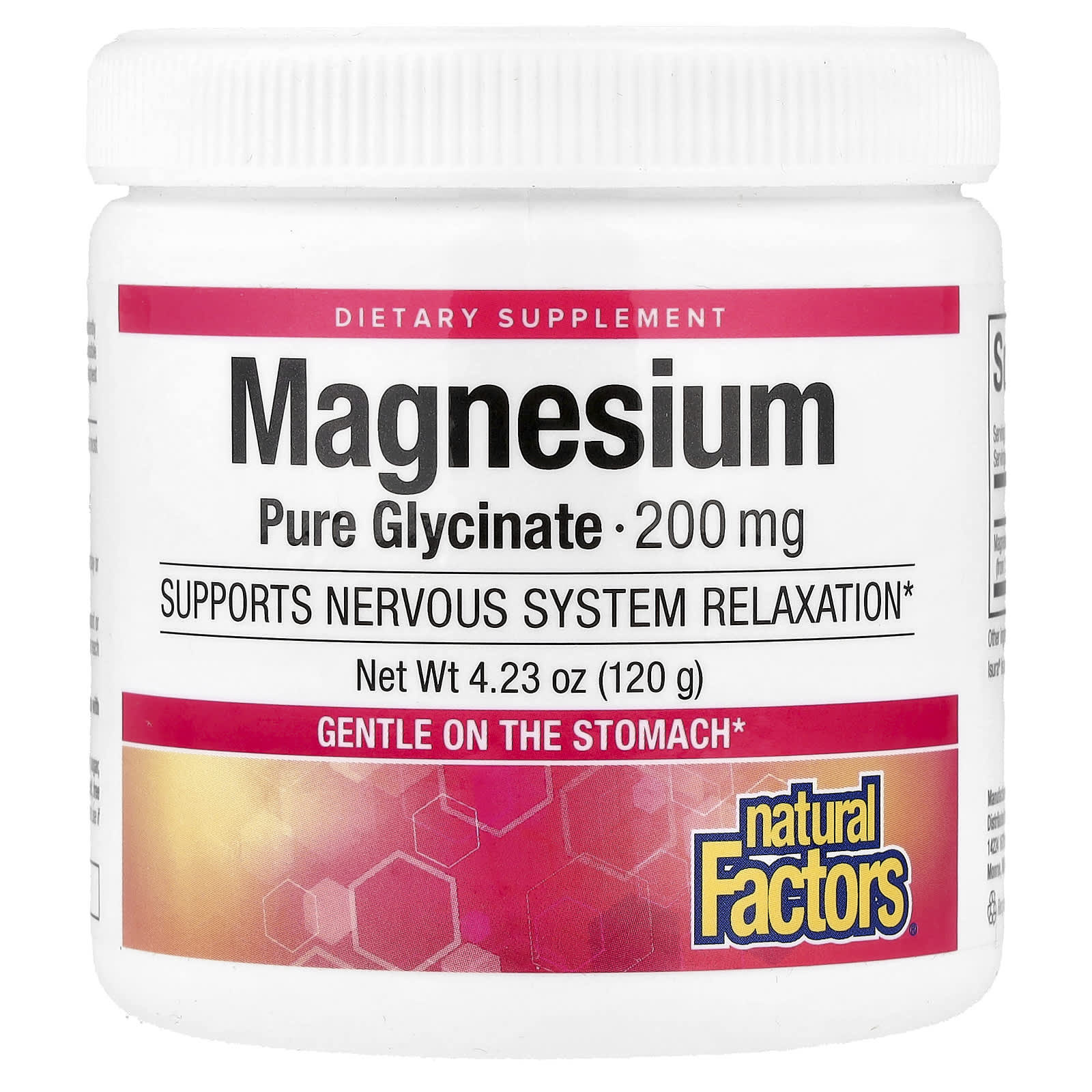 Natural Factors, Magnesium Pure Glycinate, 4.23 oz (120 g) UPC 068958016429 | Hilife Vitamins