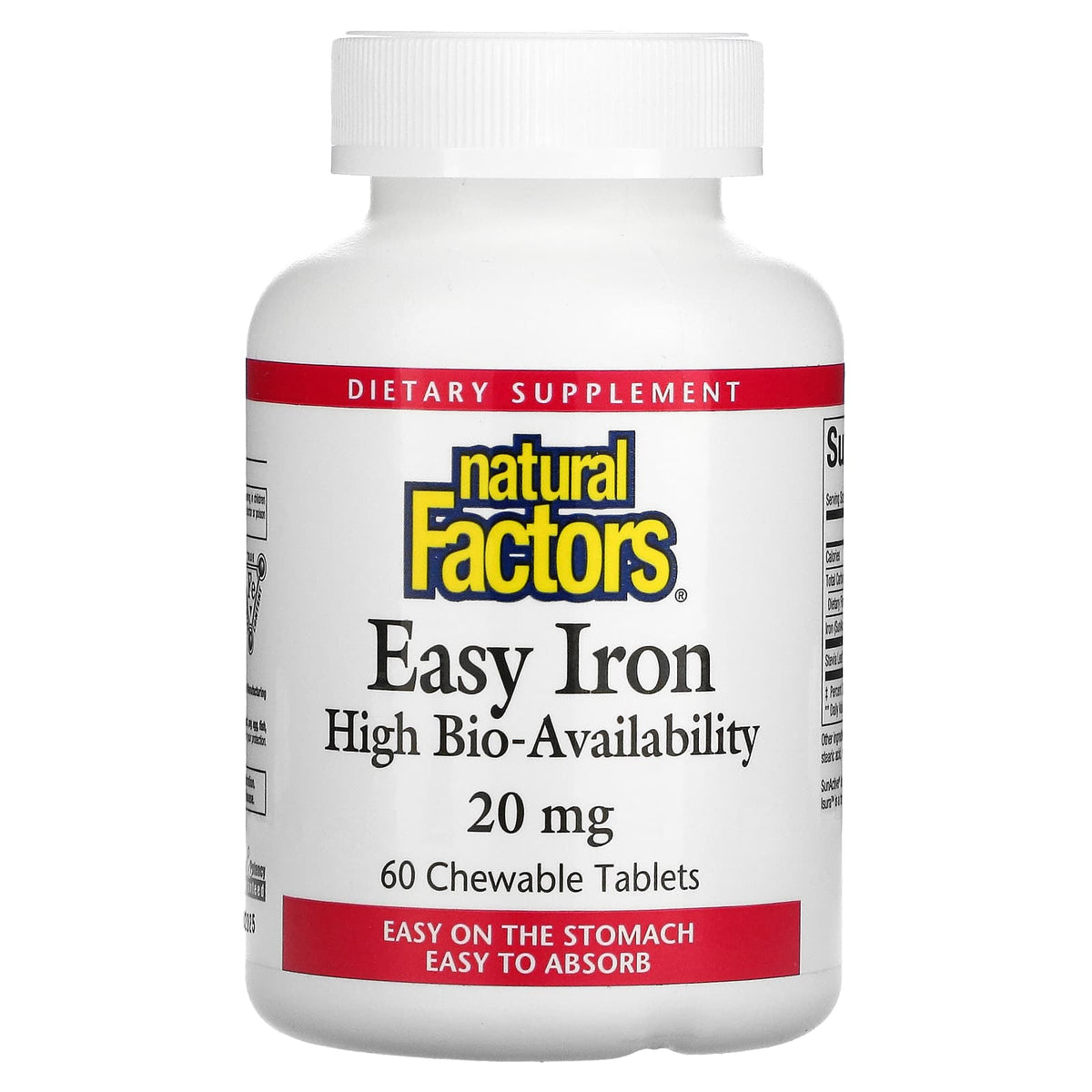 Natural Factors, Easy Iron, 20 mg, 60 Chewables UPC 068958016474 | Hilife Vitamins