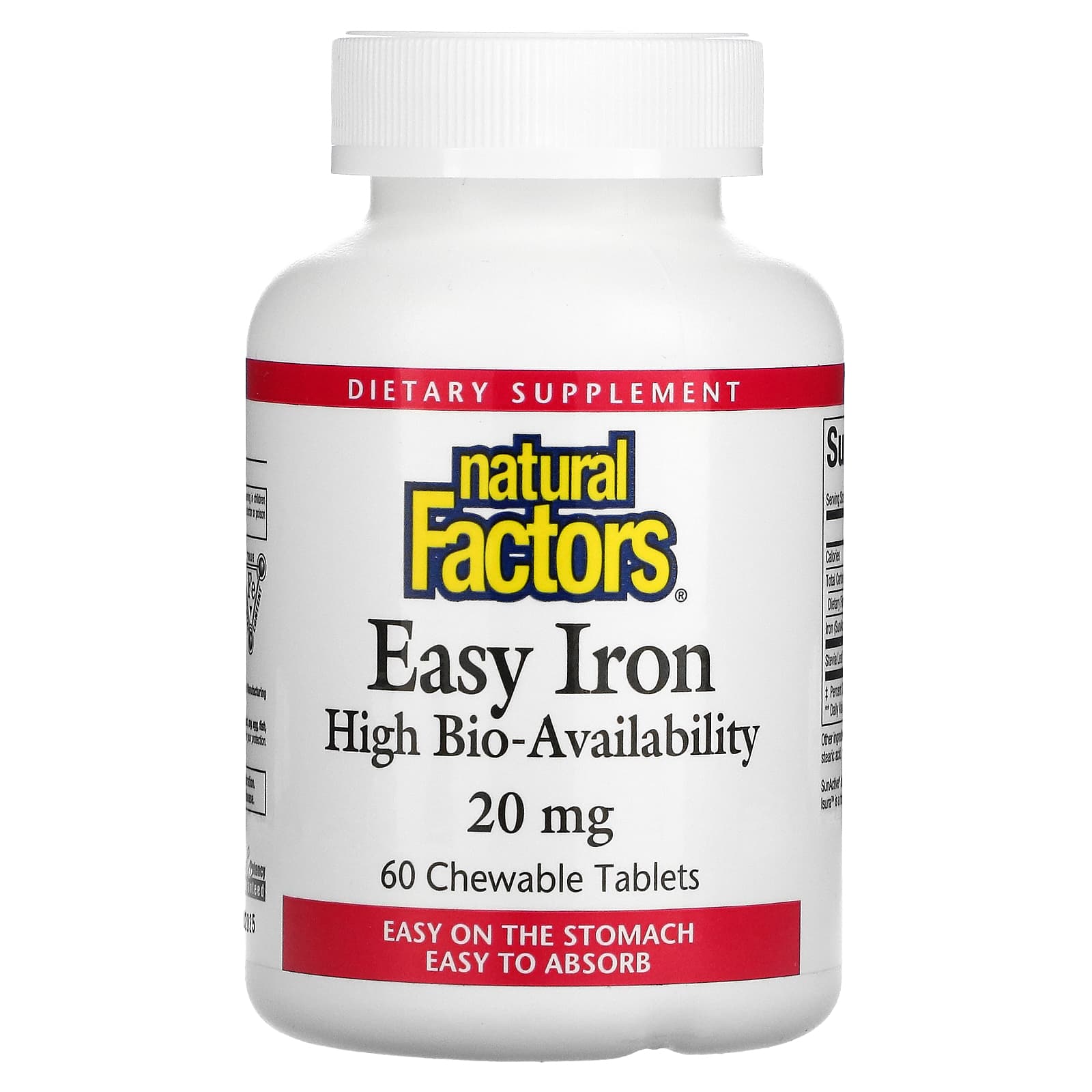 Natural Factors, Easy Iron, 20 mg, 60 Chewables UPC 068958016474 | Hilife Vitamins