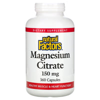 Natural Factors, Magnesium Citrate, 150 mg, 360 Capsules UPC 068958016559 | Hilife Vitamins