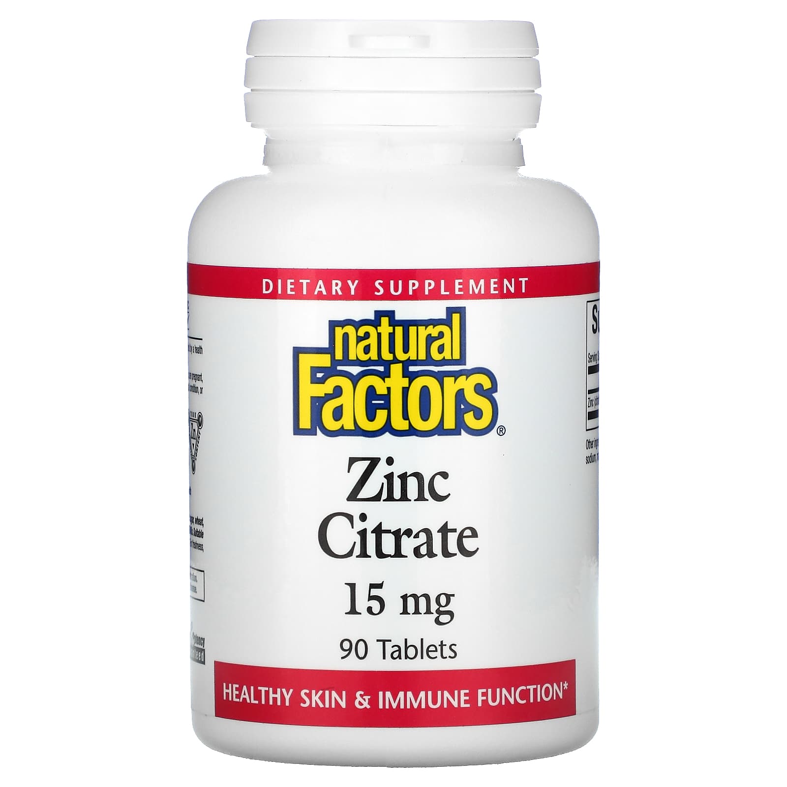 Natural Factors, Zinc Citrate, 15 mg, 90 Tablets UPC 068958016788 | Hilife Vitamins