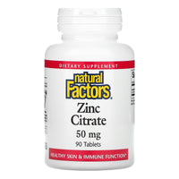 Natural Factors, Zinc Citrate, 50 mg, 90 Tablets UPC 068958016801 | Hilife Vitamins