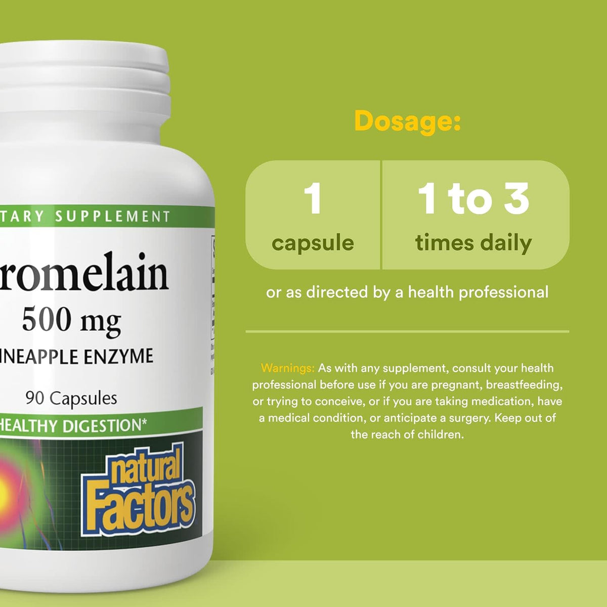 Natural Factors, Bromelain, 500 mg, 90 Capsules UPC 068958017358 | Hilife Vitamins