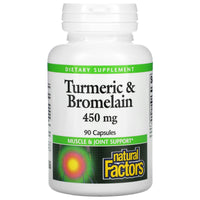 Natural Factors, Turmeric & Bromelain, 450 mg, 90 Capsules UPC 068958017389 | Hilife Vitamins