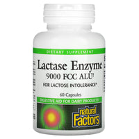 Natural Factors, Lactase Enzyme, 9,000 FCC ALU, 60 Capsules UPC 068958017402 | Hilife Vitamins