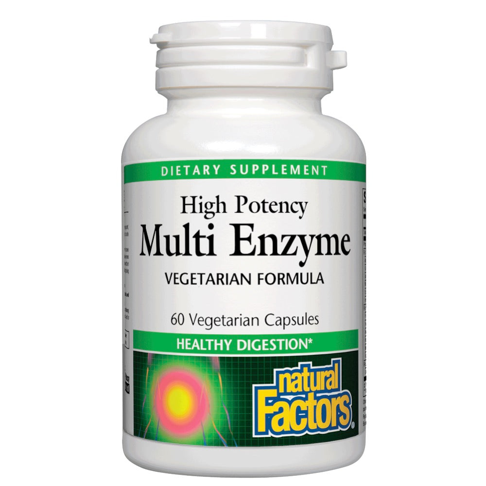 Natural Factors, High Potency Multi Enzyme Vegetarian Formula, 60 Vegetarian Capsules UPC 068958017457 | Hilife Vitamins