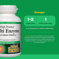 Natural Factors, High Potency, Multi Enzyme, 120 Vegetarian Capsules UPC 068958017464 | Hilife Vitamins