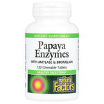 Natural Factors, Papaya Enzymes with Amylase & Bromelain, 120 Chewable Tablets UPC 068958017495 | Hilife Vitamins