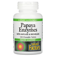 Natural Factors, Papaya Enzymes with Amylase & Bromelain, 120 Chewable Tablets UPC 068958017495 | Hilife Vitamins
