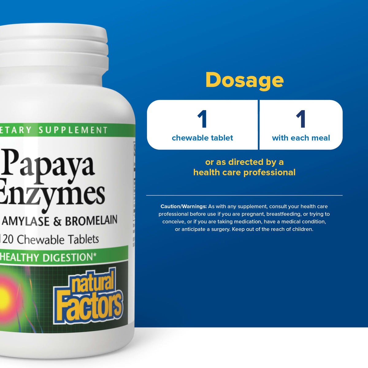 Natural Factors, Papaya Enzymes with Amylase & Bromelain, 120 Chewable Tablets UPC 068958017495 | Hilife Vitamins