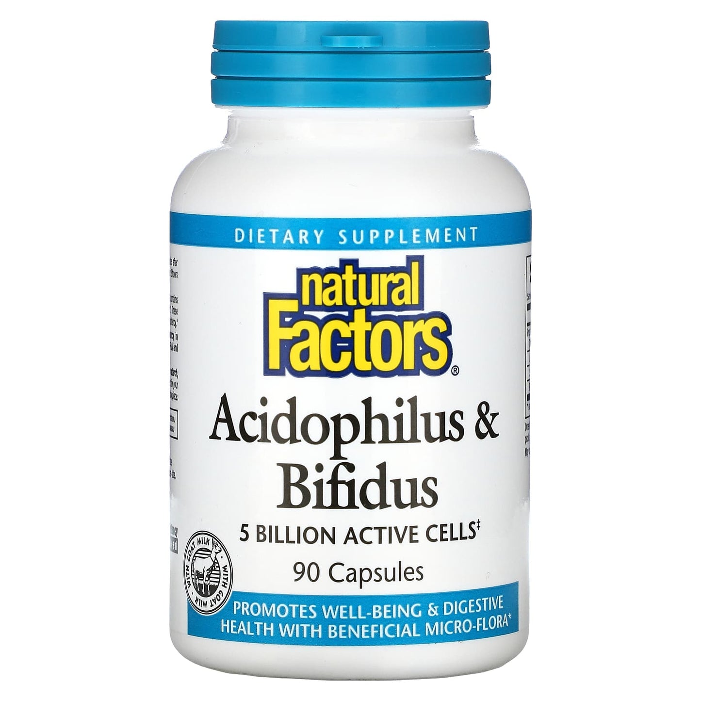 Natural Factors, Acidophilus & Bifidus, 5 Billion, 90 Capsules UPC 068958018003 | Hilife Vitamins