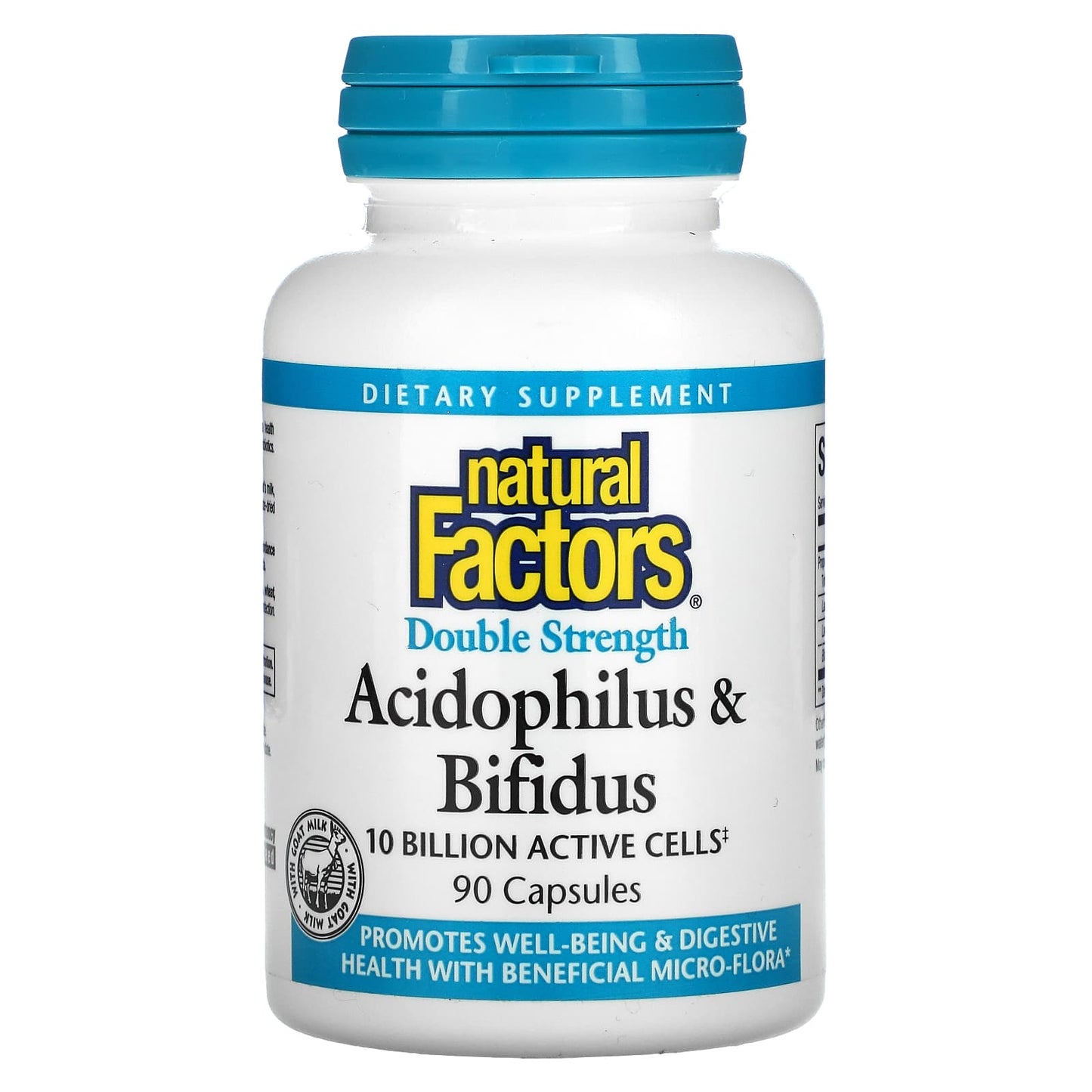 Natural Factors, Acidophilus & Bifidus, Double Strength, 90 Capsules UPC 068958018058 | Hilife Vitamins