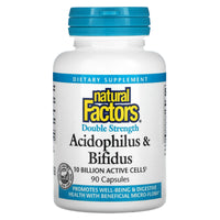 Natural Factors, Acidophilus & Bifidus, Double Strength, 90 Capsules UPC 068958018058 | Hilife Vitamins