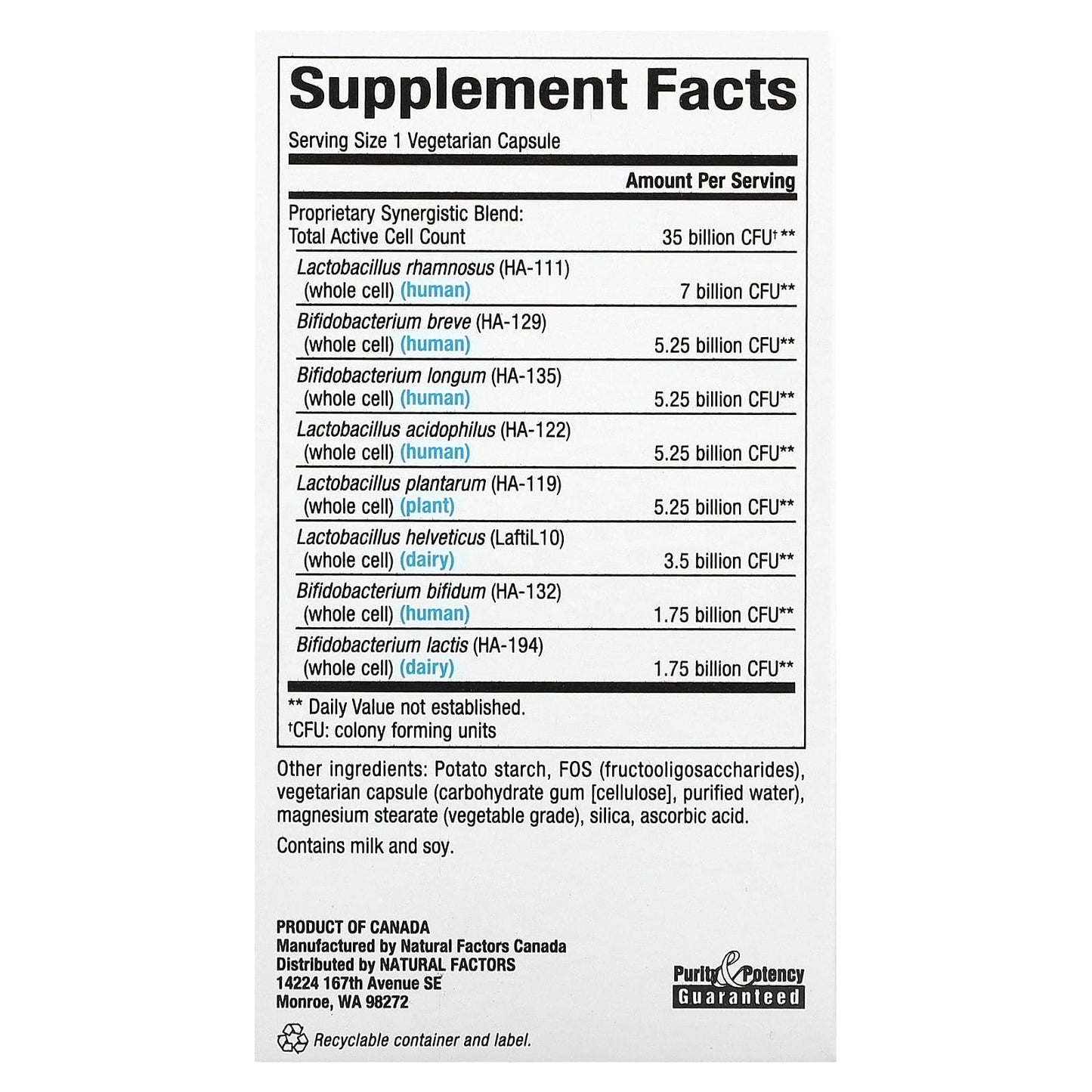 Natural Factors, Ultimate Probiotic, Senior's, 35 Billion CFU, 30 Vegetarian Capsules UPC 068958018140 | Hilife Vitamins
