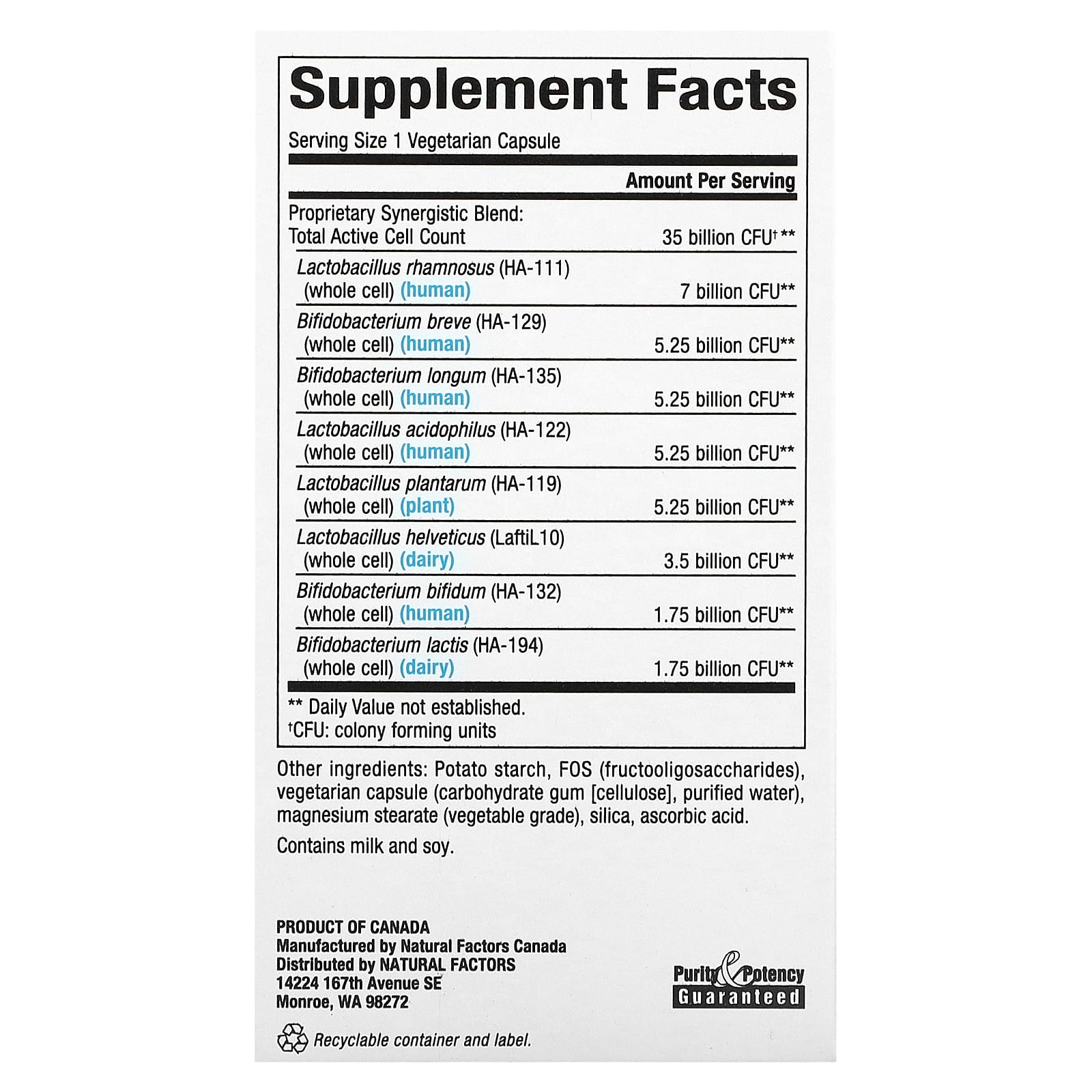Natural Factors, Ultimate Probiotic, Senior's, 35 Billion CFU, 30 Vegetarian Capsules UPC 068958018140 | Hilife Vitamins