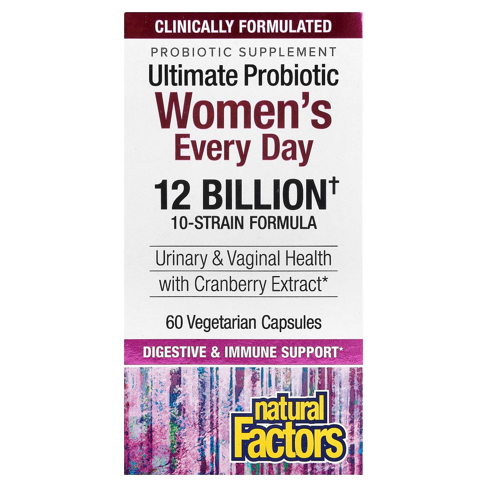 Natural Factors, Ultimate Probiotic Women's Every Day, 12 Billion, 60 Vegetarian Capsules UPC 068958018492 | Hilife Vitamins