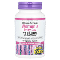 Natural Factors, Ultimate Probiotic Women's Every Day, 12 Billion, 60 Vegetarian Capsules UPC 068958018492 | Hilife Vitamins