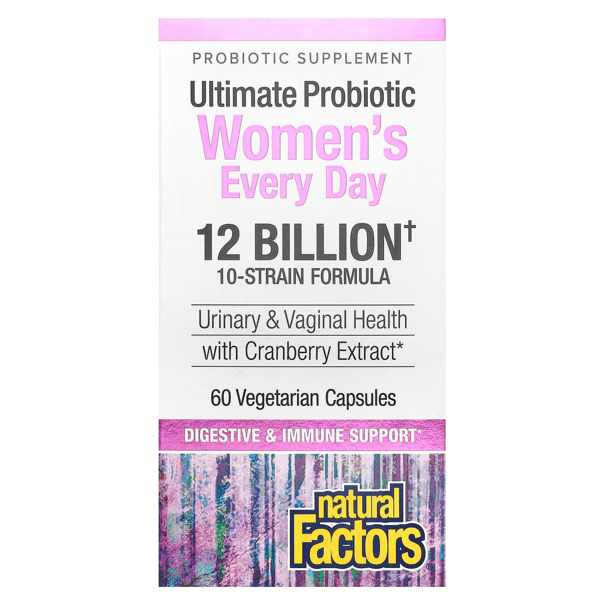 Natural Factors, Ultimate Probiotic Women's Every Day, 12 Billion, 60 Vegetarian Capsules UPC 068958018492 | Hilife Vitamins
