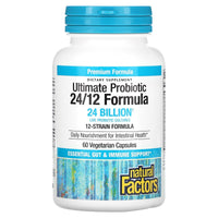 Natural Factors, Ultimate Probiotic, 24/12 Formula, 24 Billion, 60 Vegetarian Capsules UPC 068958018522 | Hilife Vitamins