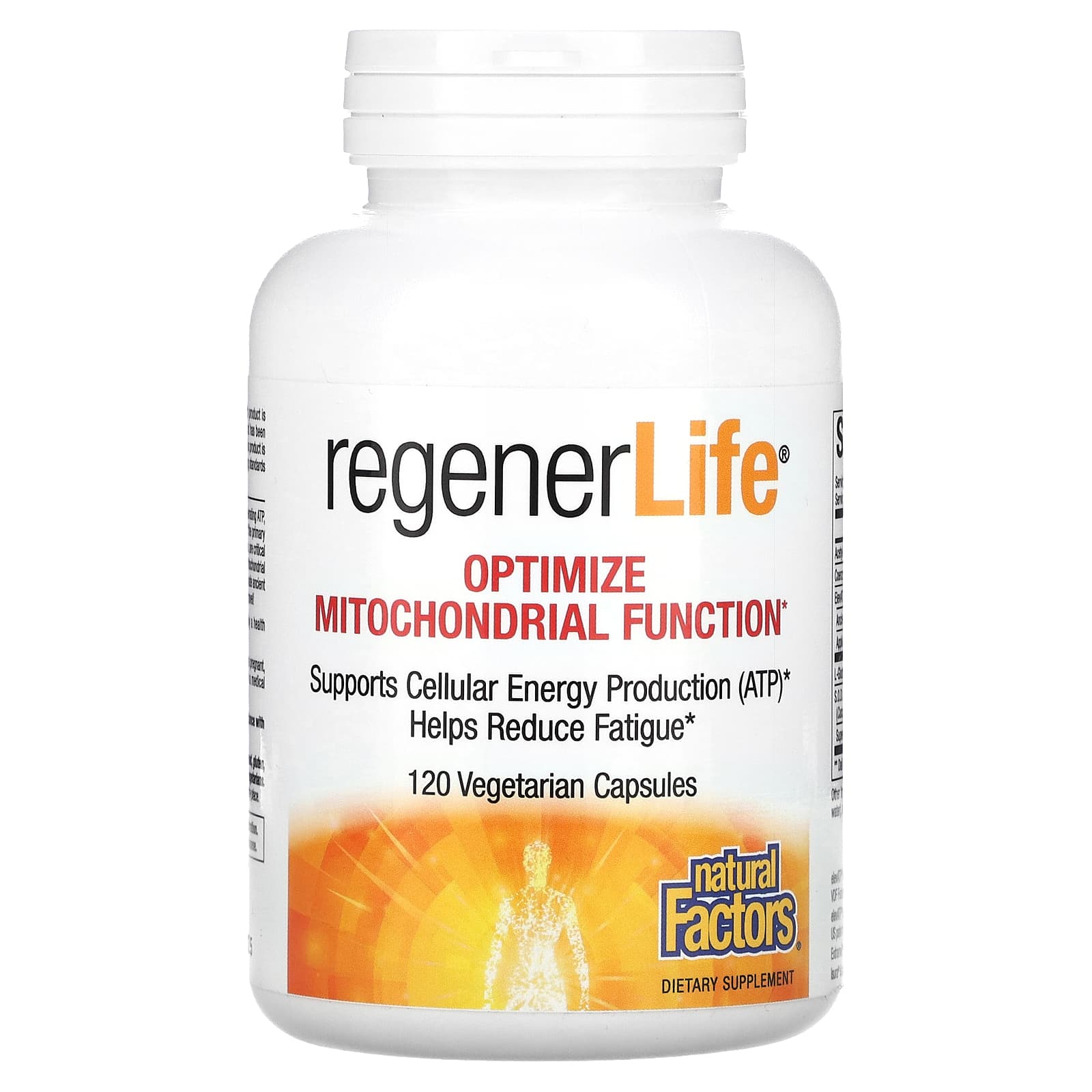 Natural Factors, RegenerLife, Optimize Mitochondrial Function, 120 Vegetarian Capsules UPC 068958019017 | Hilife Vitamins