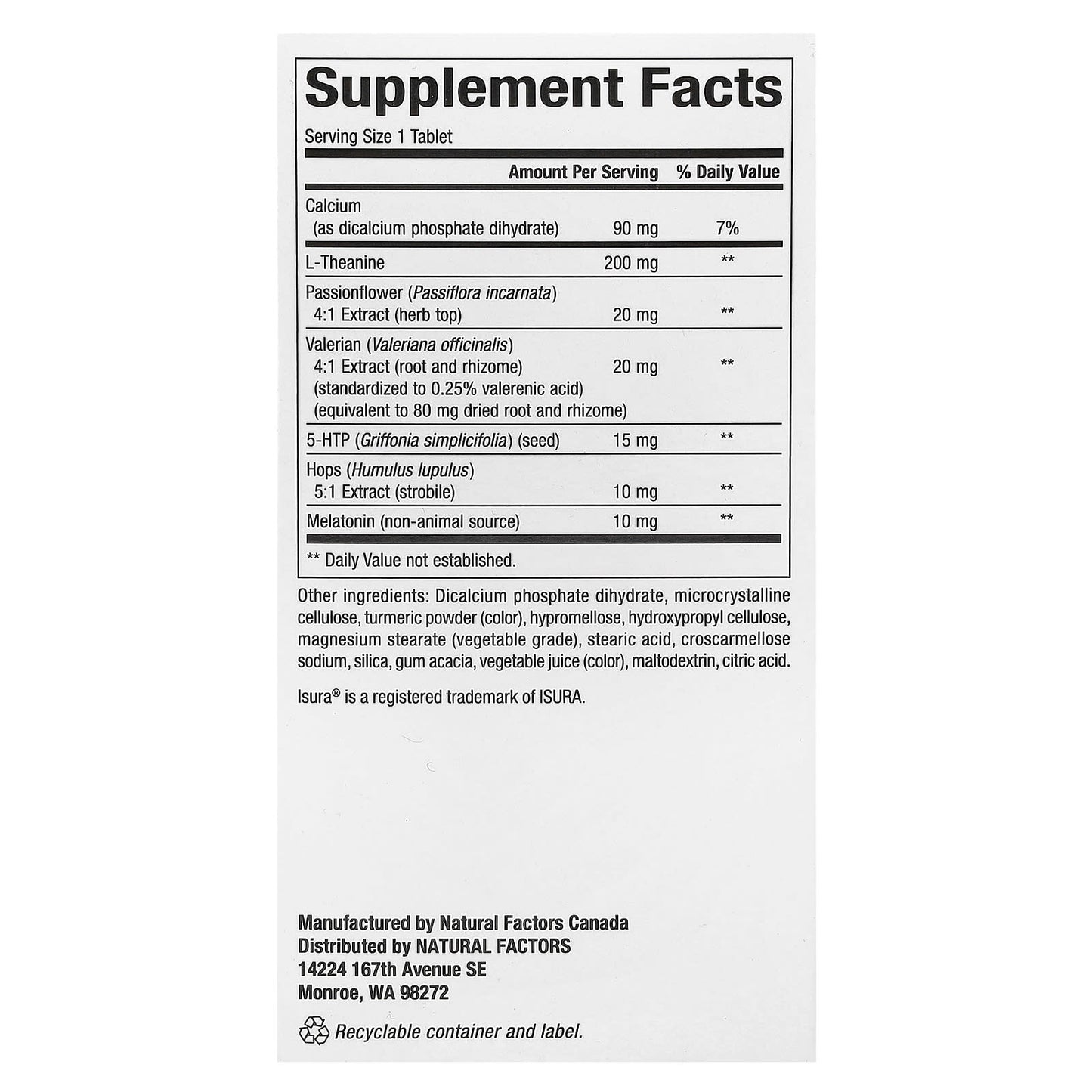 Natural Factors, RegenerLife, Sleep Better with Melatonin, L-Theanine & Botanicals, 60 Tri-Layer Tablets UPC 068958019031