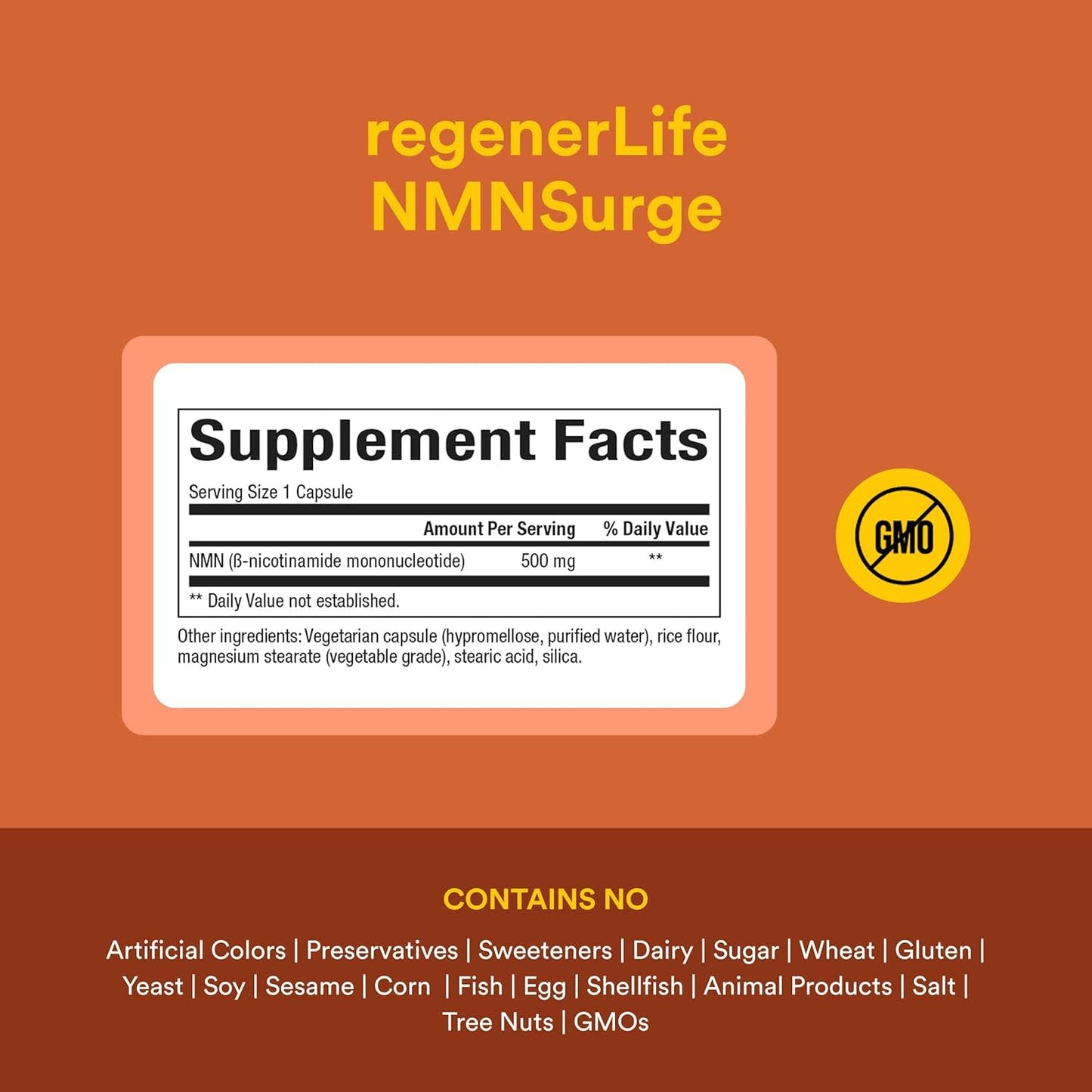 Natural Factors, RegenerLife®, NMN Surge, 500 mg, 30 Vegetarian Capsules UPC 068958019260 | Hilife Vitamins