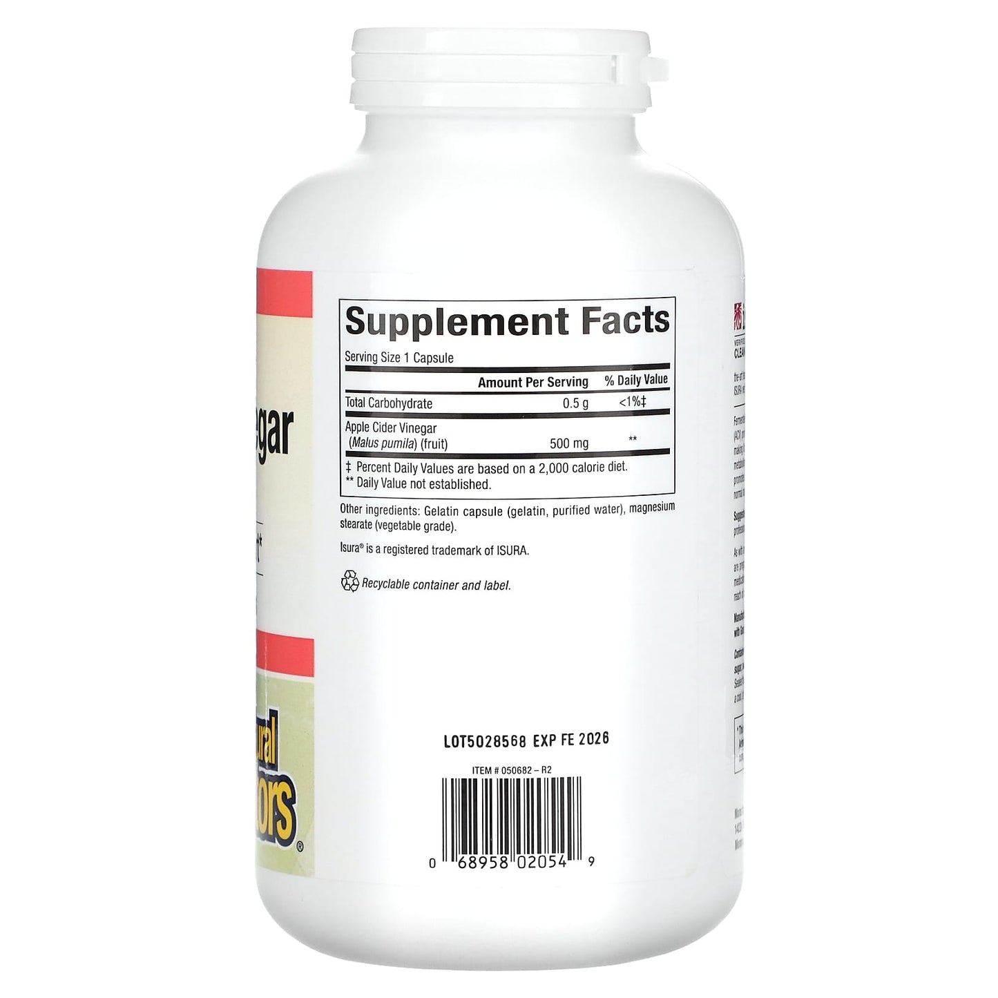 Natural Factors, Fermented Apple Cider Vinegar, 500 mg, 360 Capsules UPC 068958020549 | Hilife Vitamins