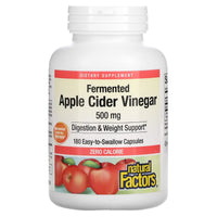 Natural Factors, Fermented Apple Cider Vinegar, 500 mg, 180 Capsules UPC 068958020563 | Hilife Vitamins