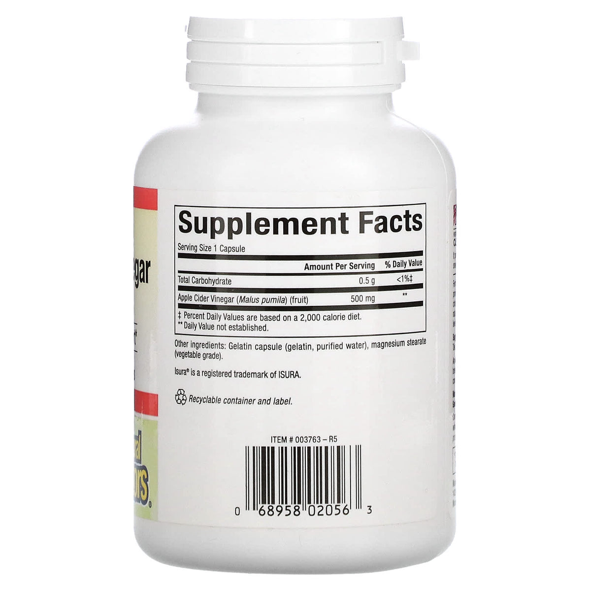 Natural Factors, Fermented Apple Cider Vinegar, 500 mg, 180 Capsules UPC 068958020563 | Hilife Vitamins