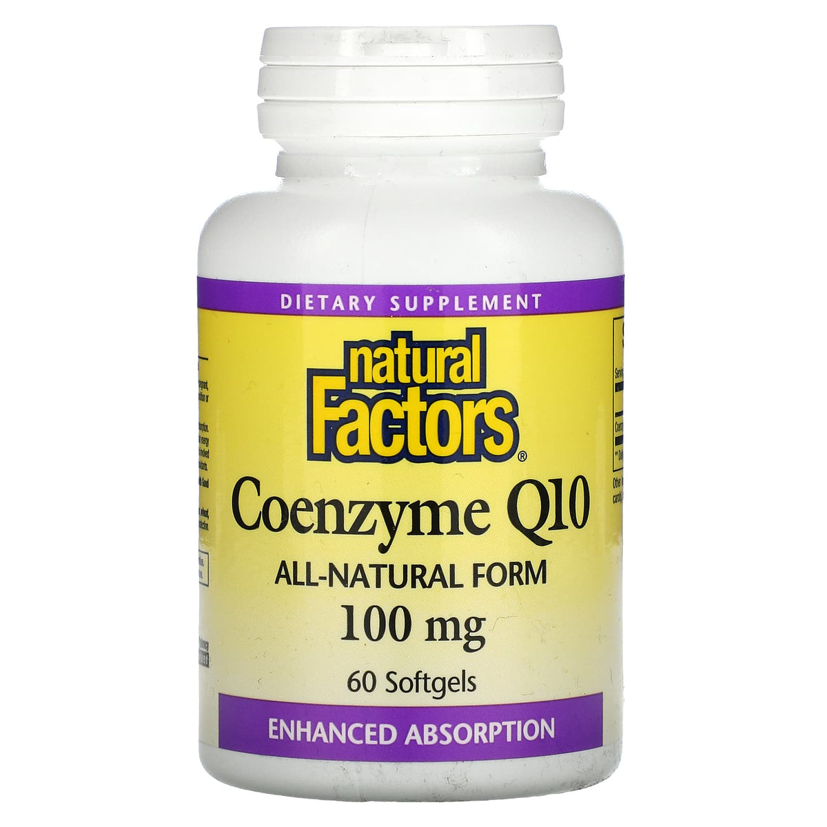 Natural Factors, Coenzyme Q10, 100 mg, 60 Softgels UPC 068958020716 | Hilife Vitamins