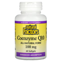Natural Factors, Coenzyme Q10, 100 mg, 60 Softgels UPC 068958020716 | Hilife Vitamins