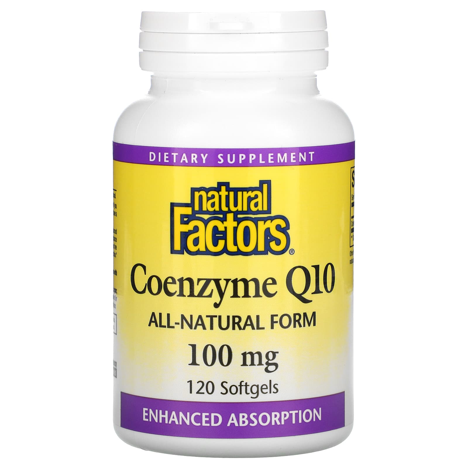 Natural Factors, Coenzyme Q10, 100 mg, 120 Softgels UPC 068958020723 | Hilife Vitamins