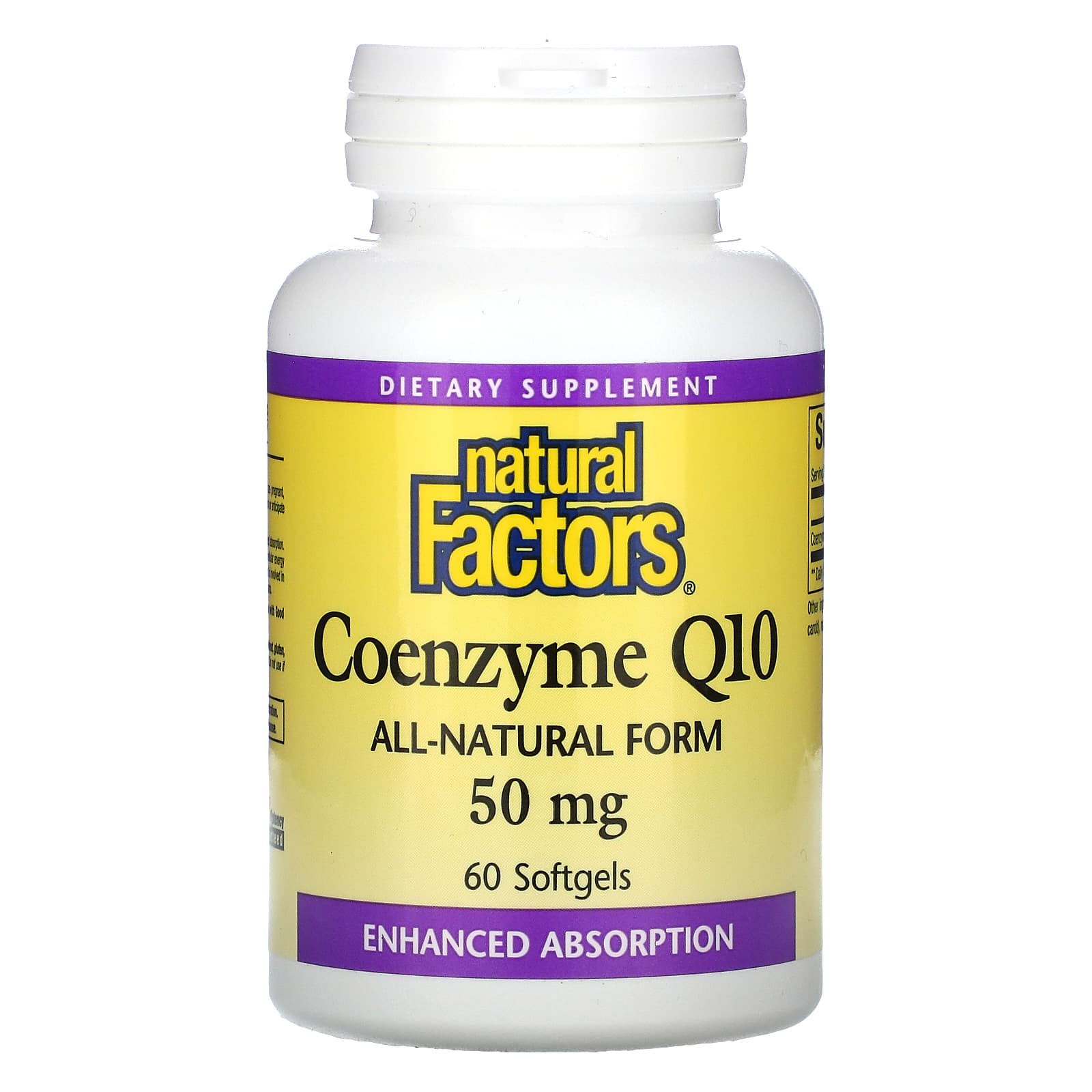 Natural Factors, Coenzyme Q10, 50 mg, 60 Softgels UPC 068958020730 | Hilife Vitamins