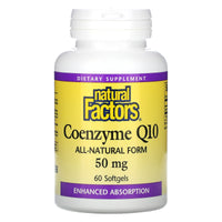Natural Factors, Coenzyme Q10, 50 mg, 60 Softgels UPC 068958020730 | Hilife Vitamins