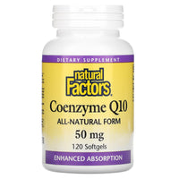 Natural Factors, Coenzyme Q10, 50 mg, 120 Softgels UPC 068958020747 | Hilife Vitamins