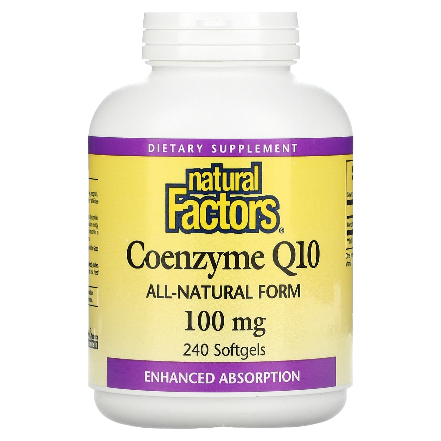 Natural Factors, Coenzyme Q10, 100 mg, 240 Softgels UPC 068958020822 | Hilife Vitamins