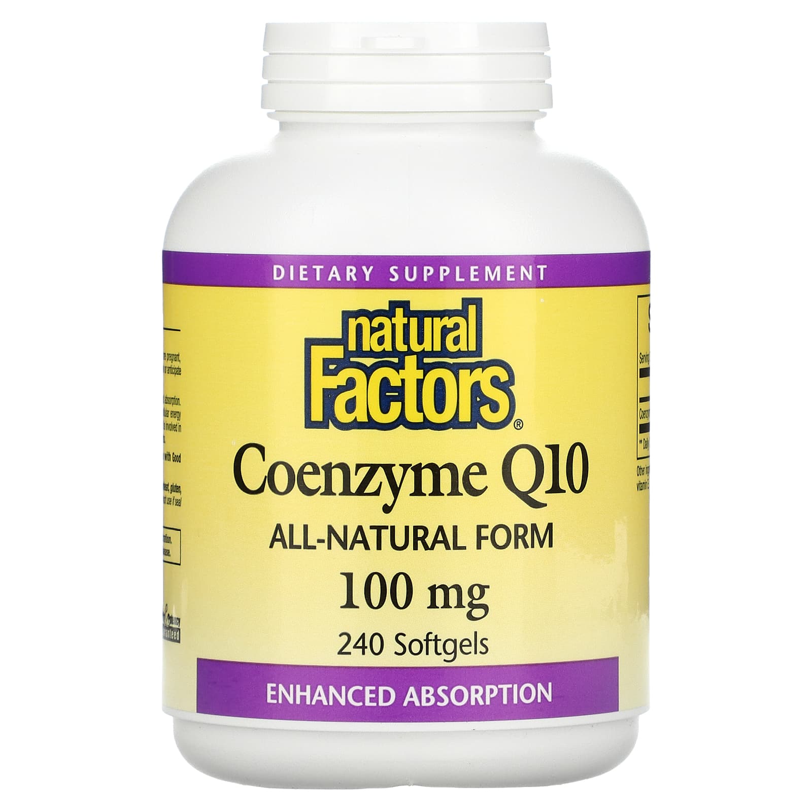 Natural Factors, Coenzyme Q10, 100 mg, 240 Softgels UPC 068958020822 | Hilife Vitamins