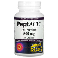 Natural Factors, PeptACE, Fish Peptides, 500 mg, 90 Capsules UPC 068958020853 | Hilife Vitamins