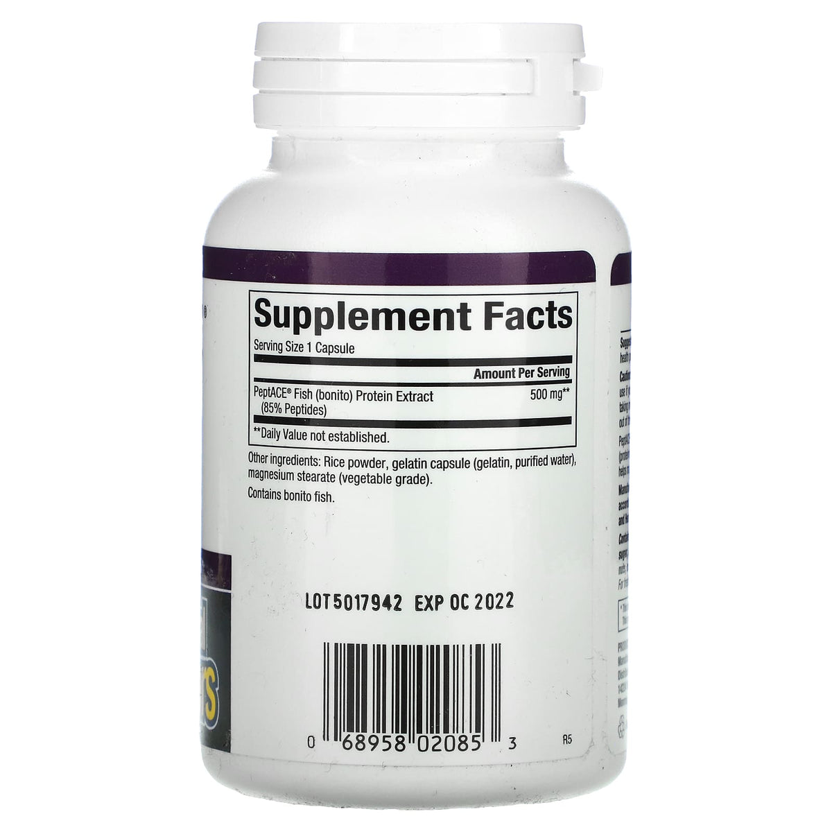 Natural Factors, PeptACE, Fish Peptides, 500 mg, 90 Capsules UPC 068958020853 | Hilife Vitamins