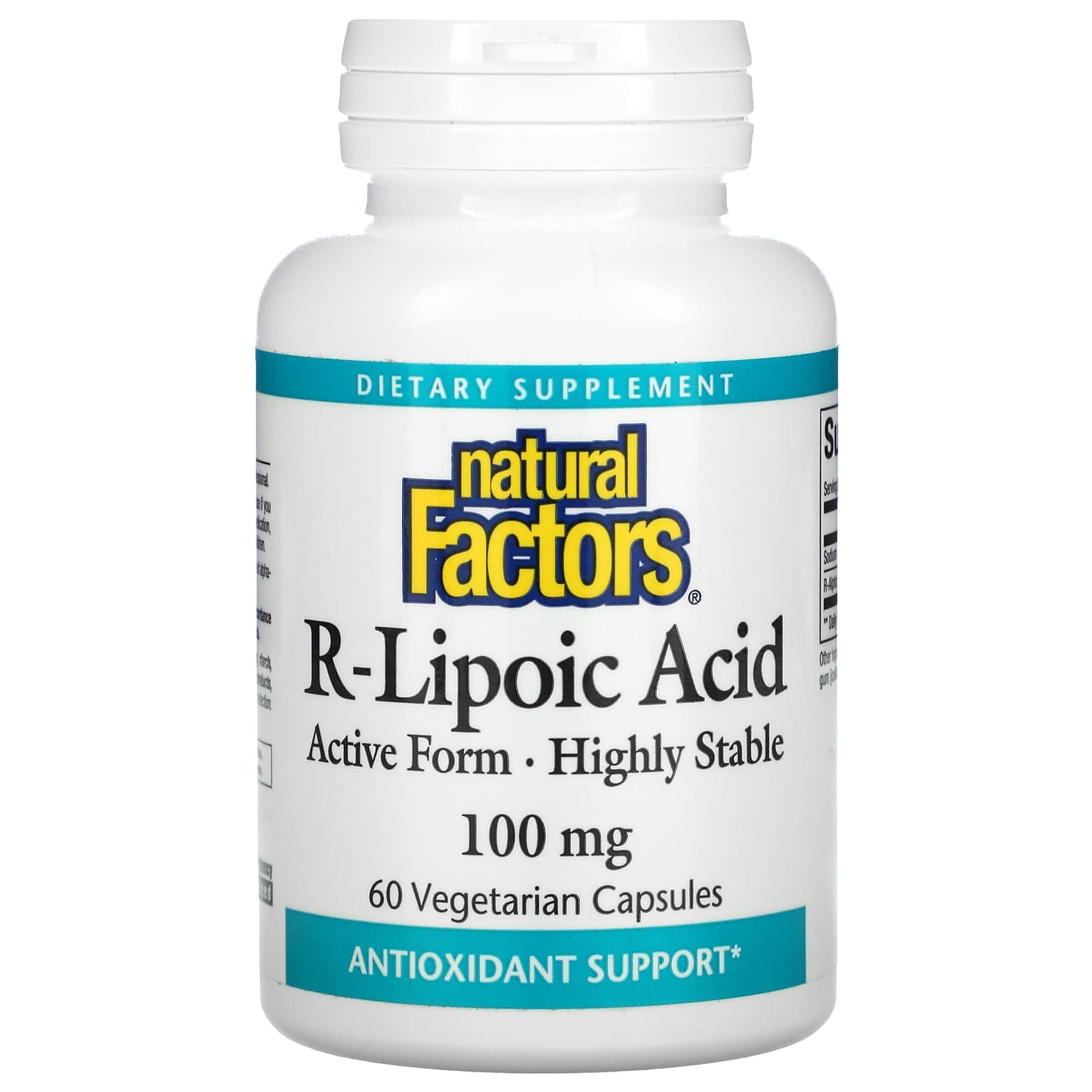 Natural Factors, R-Lipoic Acid, 100 mg, 60 Vegetarian Capsules UPC 068958020945 | Hilife Vitamins