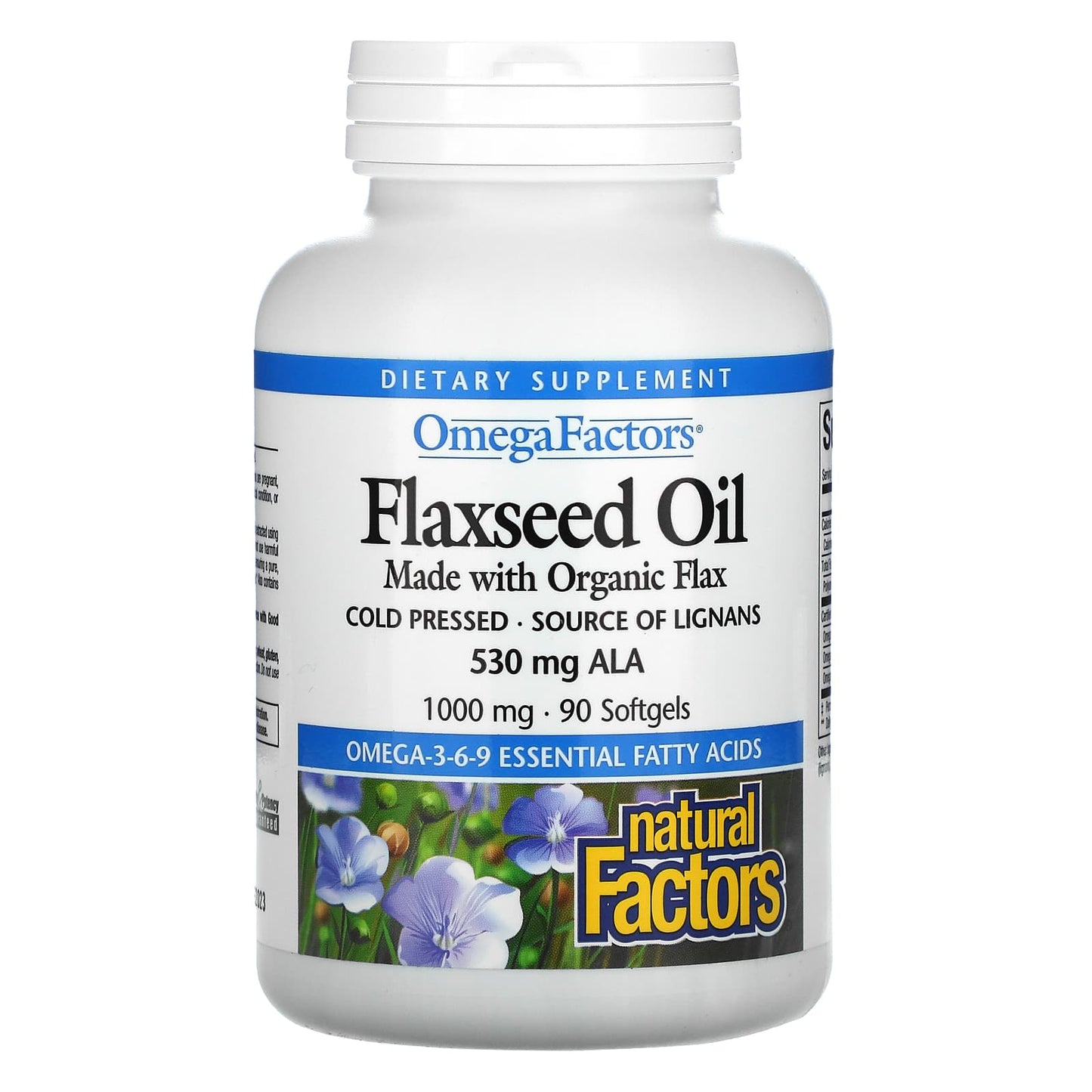 Natural Factors, OmegaFactors, Flaxseed Oil, 1,000 mg, 90 Softgels UPC 068958022109 | Hilife Vitamins