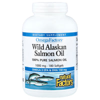 Natural Factors, Omega Factors®, Wild Alaskan Salmon Oil, 1,000 mg, 180 Softgels UPC 068958022574 | Hilife Vitamins
