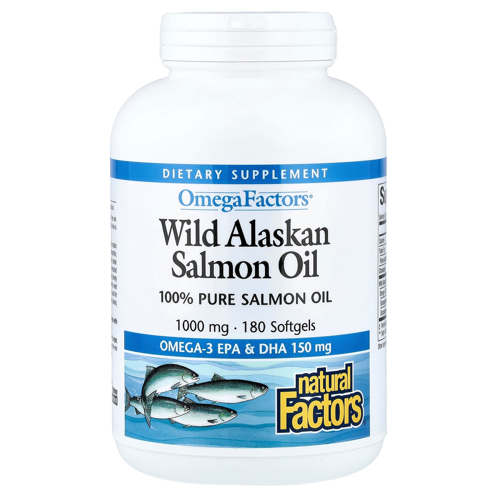 Natural Factors, Omega Factors®, Wild Alaskan Salmon Oil, 1,000 mg, 180 Softgels UPC 068958022574 | Hilife Vitamins