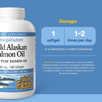 Natural Factors, Omega Factors®, Wild Alaskan Salmon Oil, 1,000 mg, 180 Softgels UPC 068958022574 | Hilife Vitamins