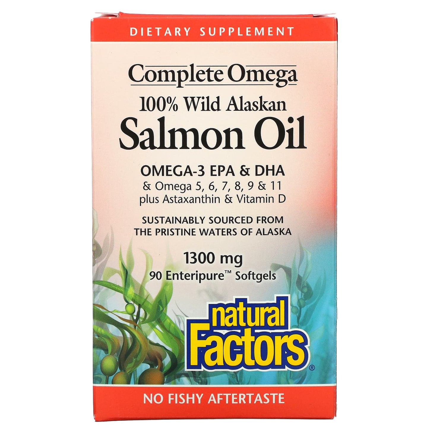 Natural Factors, 100% Wild Alaskan Salmon Oil, 1300 mg, 90 Softgels UPC 068958022659 | Hilife Vitamins