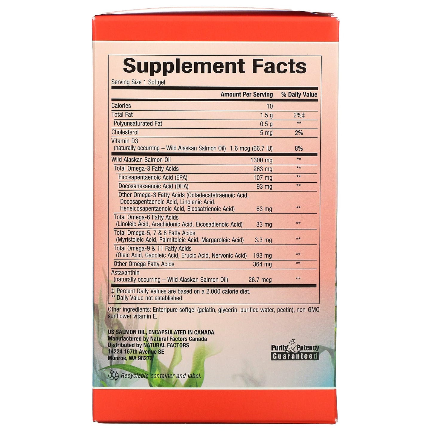 Natural Factors, 100% Wild Alaskan Salmon Oil, 1300 mg, 90 Softgels UPC 068958022659 | Hilife Vitamins