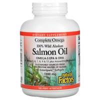 Natural Factors, 100% Wild Alaskan Salmon Oil, 1300 mg, 90 Softgels UPC 068958022659 | Hilife Vitamins